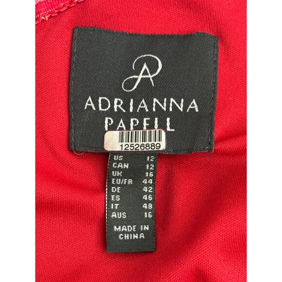 Adrianna Papell One-Shoulder Jumpsuit Red Satin Accent Cocktail Party Formal 12 - Picture 5 of 10